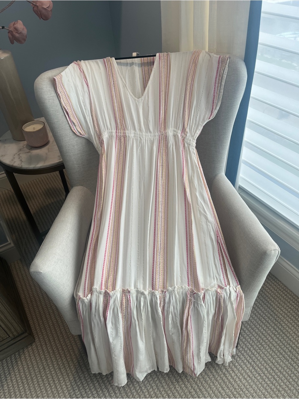Elan Boho Striped V-Neck Maxi Dress Size Large